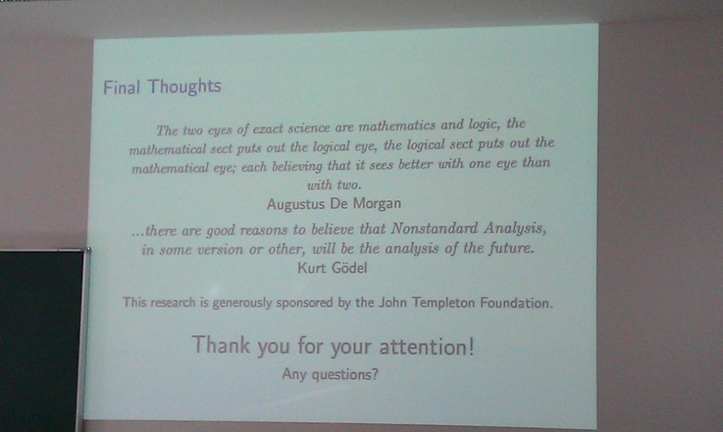 Abschlussfolie des Einführungsvortrags: Zitate von Augustus de Morgan und Kurt Gödel